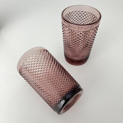 Imagem de Jogo 6 Copos De Vidro Roxo/Marsala Bico de Jarra 355ml