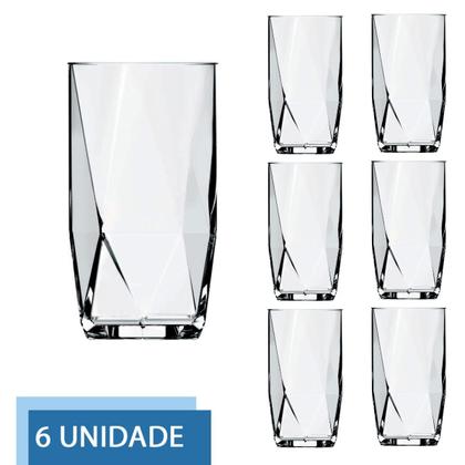 Imagem de Jogo 6 Copos De Vidro Transparente 360ML Topazio Long Drink