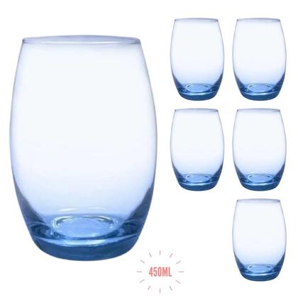 Imagem de Jogo 6 Copos Grandes Bellagio Redondo 450ml Azul