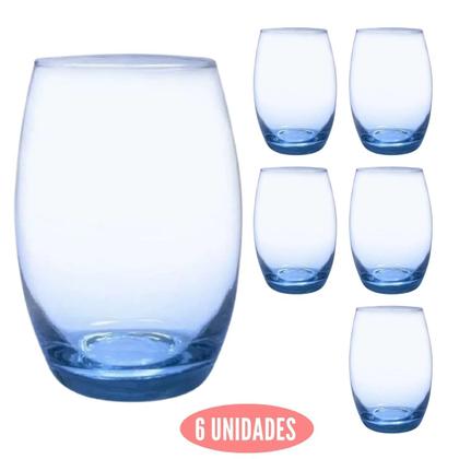 Imagem de Jogo 6 Copos Grandes Bellagio Redondo 450ml Azul