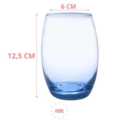 Imagem de Jogo 6 Copos Grandes Bellagio Redondo 450ml Azul