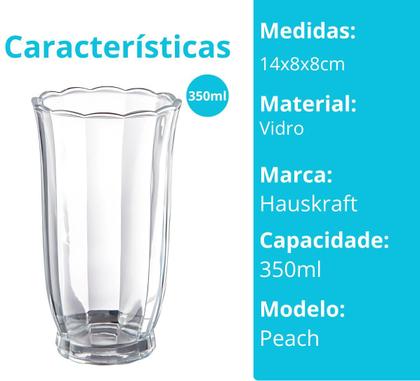 Imagem de Jogo 6 Copos Long Drink Em Vidro Peach Água Sucos 350ml 
