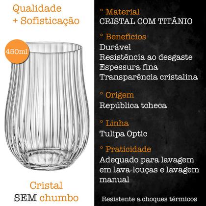Imagem de Jogo 6 Copos Suco Cristal Vintage Bohemia Tulipa Optic 450ml