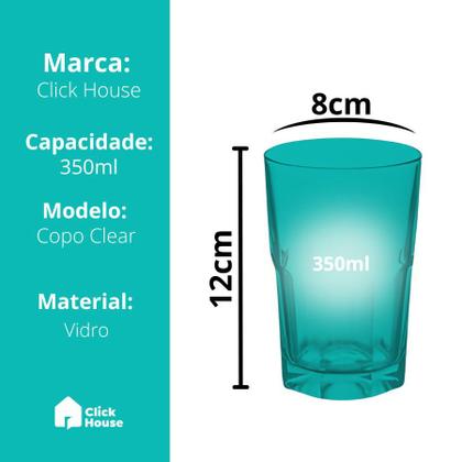 Imagem de Jogo 6 Copos Vidro Alto Boston Long Drink Vidro Grosso Agua Suco Transparente 350mL
