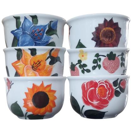 Imagem de Jogo 6 Cumbucas Tigelas Bolws 200ml Porcelana Decorada(2)