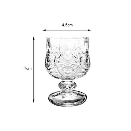 Imagem de Jogo 6 Mini Taças de Vidro Decoradas para Licor Água Sucos Bebidas Drinks Presente Decoração Festas Tacinhas Aperitivos Dose 40ml