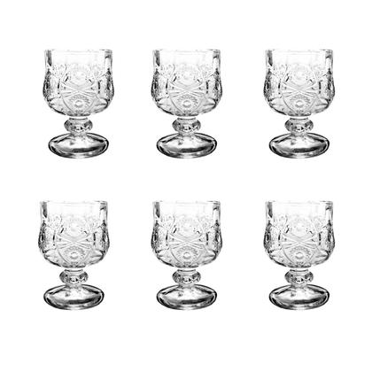 Imagem de Jogo 6 Mini Taças de Vidro Decoradas para Licor Água Sucos Bebidas Drinks Presente Decoração Festas Tacinhas Aperitivos Dose 40ml