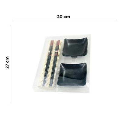 Imagem de Jogo 6 peças para sushi em bambu com caixa PVC Full Fit