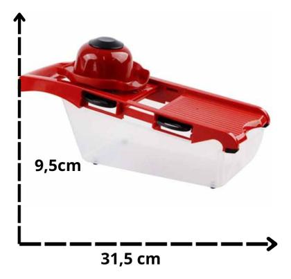 Imagem de Jogo 6 Peças Ralador e Fatiador de Alimentos Com 4 Lâminas - Vermelha