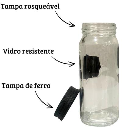 Imagem de Jogo 6 Potes De Vidro Hermético Com Plaquinha 100ml