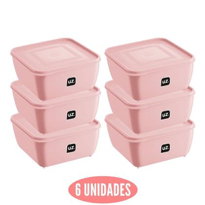 Imagem de Jogo 6 Potes Rosa Quadrado 1,5L Linha Gourmet Marmita