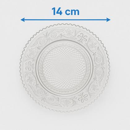 Imagem de Jogo 6 Prato De Vidro Angel para Sobremesas Bolo Festas 14cm