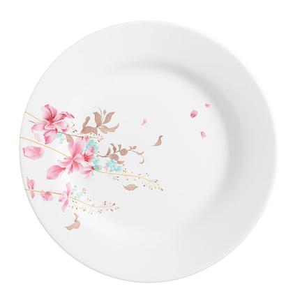 Imagem de Jogo 6 Prato Raso de Vidro Branco Flowers Bord 25,5cm Em Casa Tem