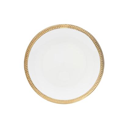 Imagem de Jogo 6 pratos 19 cm para sobremesa de porcelana branca e dourado Paddy Wolff - 18052