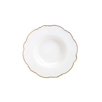 Imagem de Jogo 6 pratos fundos 23 cm de porcelana branca com fio dourado Maldivas Wolff - 18051