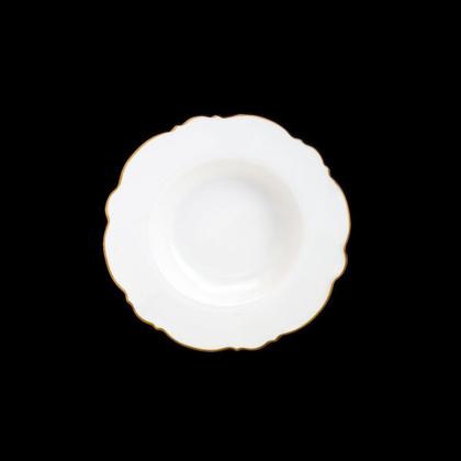 Imagem de Jogo 6 pratos fundos 23 cm de porcelana branca com fio dourado Maldivas Wolff - 18051
