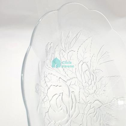 Imagem de Jogo 6 Pratos Fundos De Vidro Fundo 22 cm Almoço Jantar Mesa Transparente Rosas