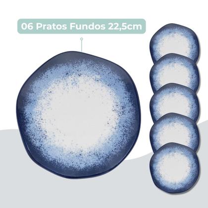 Imagem de Jogo 6 Pratos Fundos Ryo Galapagos 22,5cm Porcelana Oxford