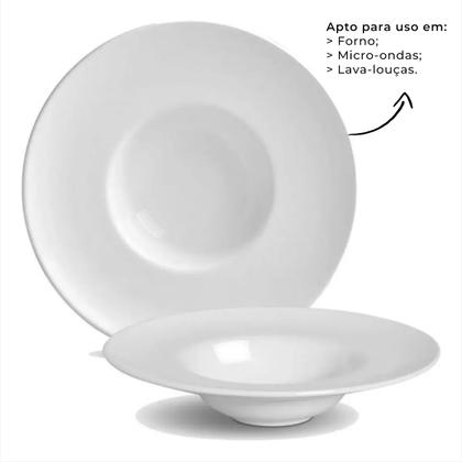 Imagem de Jogo 6 Pratos Para Risoto Massas Prato Fundo Chapéu 28cm Cor Branco Prato Chapeu
