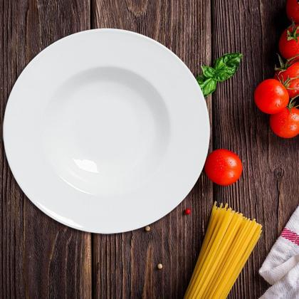 Imagem de Jogo 6 Pratos Para Risoto Massas Prato Fundo Chapéu 28cm Cor Branco Prato Chapeu