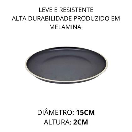 Imagem de Jogo 6 Pratos Preto em Melamina Oriental 15cm Luxo