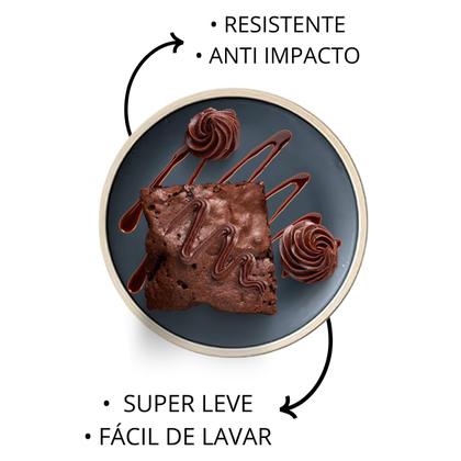 Imagem de Jogo 6 Pratos Preto em Melamina Oriental 15cm Luxo