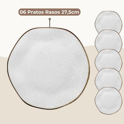 Imagem de Jogo 6 Pratos Rasos 27,5cm Ryo Maresia Porcelana Oxford