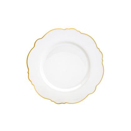 Imagem de Jogo 6 pratos rasos 28 cm de porcelana branca com fio dourado Maldivas Wolff - 18053