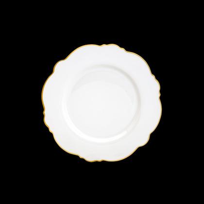 Imagem de Jogo 6 pratos rasos 28 cm de porcelana branca com fio dourado Maldivas Wolff - 18053