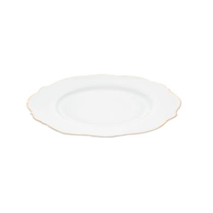 Imagem de Jogo 6 pratos rasos 28 cm de porcelana branca com fio dourado Maldivas Wolff - 18053