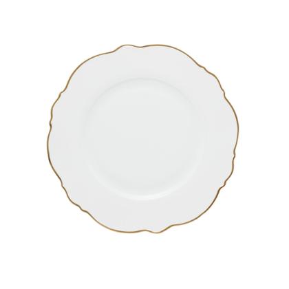 Imagem de Jogo 6 pratos rasos 28 cm de porcelana branca com fio dourado Maldivas Wolff - 18053