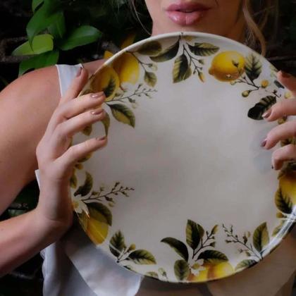 Imagem de Jogo 6 Pratos Rasos Bio Limonata 27,5cm Cerâmica Porto Brasil Mesa Jantar