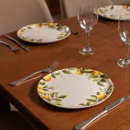 Imagem de Jogo 6 Pratos Rasos Bio Limonata 27,5cm Cerâmica Porto Brasil Mesa Jantar