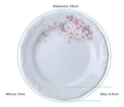 Imagem de Jogo 6 Pratos Rasos Jantar Porcelana Schmidt Eterna 