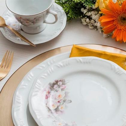 Imagem de Jogo 6 Pratos Rasos Jantar Porcelana Schmidt Eterna 