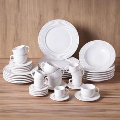 Imagem de Jogo 6 Pratos Rasos Roma em Cerâmica Branco Porto Brasil