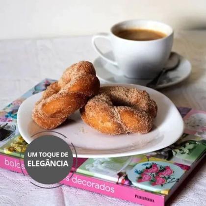 Imagem de Jogo 6 Pratos Rasos Sobremesa Quadrado Opaline Vidro Branco 22 cm