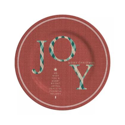 Imagem de Jogo 6 Pratos Sobremesa Natalino Joy Vermelho Cerâmica Alleanza 20cm