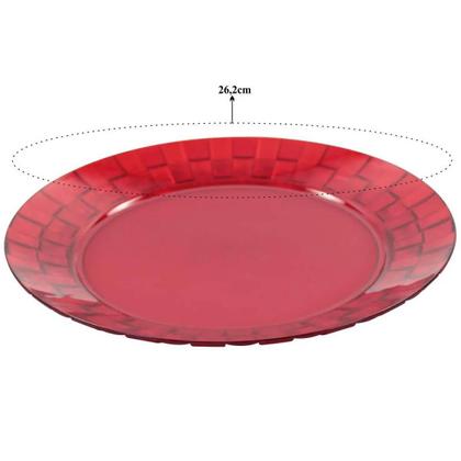 Imagem de Jogo 6 Pratos Vermelhos Grandes 26cm Crippa Servir Mesa Posta Porções Aperitivos