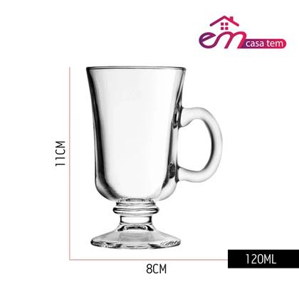 Imagem de Jogo 6 Taça de Cappuccino Café Caneca Dolce Gusto Vidro Transparente 120ml Em Casa Tem