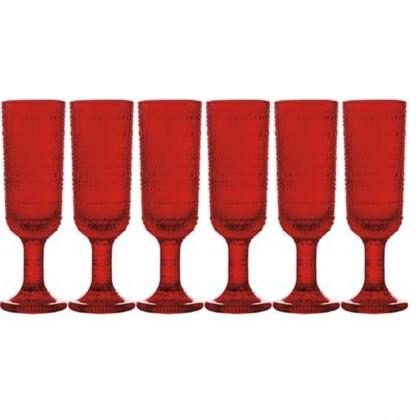 Imagem de Jogo 6 Taças Champanhe Pérola Rubi Vermelho 160ml Ke Home