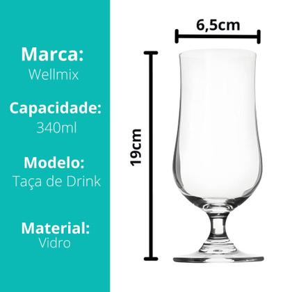 Imagem de Jogo 6 Taças Copo De Cristal Ecológico Luxo Drinks 340ml