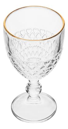 Imagem de Jogo 6 Taças Coração Vidro Transparente com Filete em Dourado 320ml - Lyor