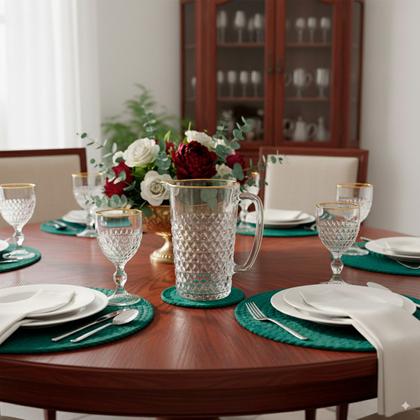 Imagem de Jogo 6 Taças Coração Vidro Transparente com Filete em Dourado 320ml - Lyor