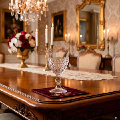 Imagem de Jogo 6 Taças Coração Vidro Transparente com Filete em Dourado 320ml - Lyor