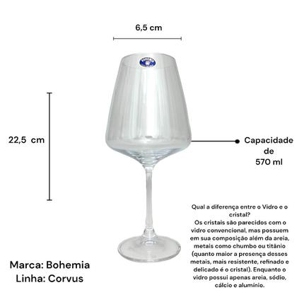 Imagem de Jogo 6 Taças Cristal Vinho Tinto 570ml Bohemia Linha Corvus