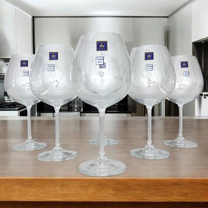 Imagem de Jogo 6 Taças de Cristal Bohemia para Vinho Tinto 650ml