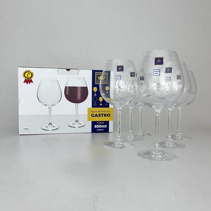Imagem de Jogo 6 Taças de Cristal Bohemia para Vinho Tinto 650ml
