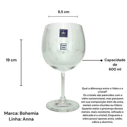 Imagem de Jogo 6 Taças de Cristal Para Gin 600ml Bohemia Linha Anna