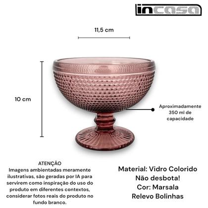 Imagem de Jogo 6 Taças de Sobremesa Bolinhas Vidro Marsala Roxa 350ml